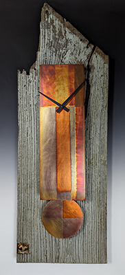 barn wood clock with copper