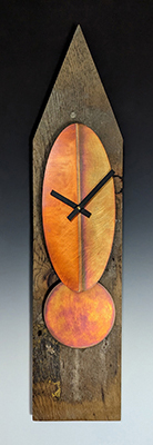 barn  wood clock with copper